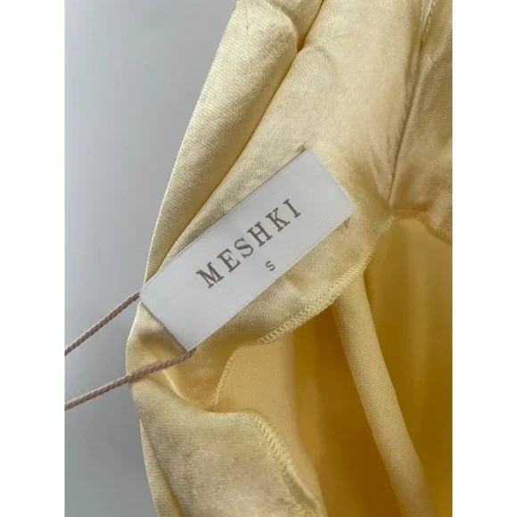 NWT Meshki Yvette Slip Maxi Dress Asymmetrical Hem Women's Small Butter Yellow - Picture 8 of 13